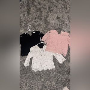 3 Lace Cropped Shirts